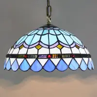 在飛比找蝦皮購物優惠-現貨110V歐琈蒂凡尼創意彩色玻璃地中海餐廳吊燈臥室陽臺過道