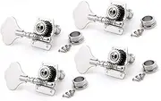 OFFSCH 4r Bass Guitar Tuners Elephant Ear Tuning Pegs Silver 4 Right Tuners 1:24 Ratio Zinc Alloy