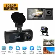 Car Dual Lens Dash Cam HD1080P Front/Rear/Inside Video Recorder Camera G-sensor
