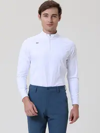 在飛比找Yahoo!奇摩拍賣優惠-新款高爾夫服裝男修身立領長袖T恤秋冬高爾夫衛衣男時尚速干球衣