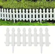 SpringUp 4PCS/Set 48x29CM(Each) No Dig Fence Border Insert White Plastic Fence Garden Picket Fence Edgings Lawn Flowerbeds Plant Borders Outdoor Landscape Decor Yard & Patio