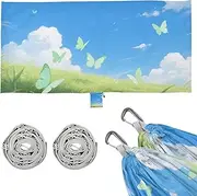 Blue White Clouds and Green Grass Camping Hammocks with Hanging Rope Cloth Hammock for Outside Patio Garden