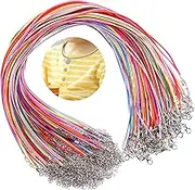 Cimeton 100Pcs 1.5mm Necklace Cord Waxed Necklace Cord Bulk with Clasp Necklace Rope String for DIY Jewelry Making Necklace Bracelet Supplies(Multicolor)