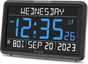 Digital Clock with Date and Day of Week for Seniors Display Colorful Large