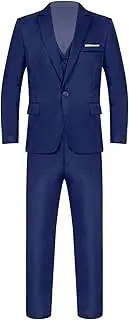 [Choomomo] Mens 3piece Suit Blazer Slim Fit Tuxedo with One Button Jacket Vest & Pants Set for Wedding Party
