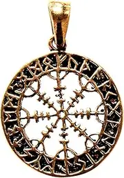 [Kiss of Leather] Viking Compass Pendant Bronze No. 130, Bronze, No Gemstone