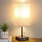 Bedside Table Lamp, Pull Chain Bedroom Lamp with USB C+A Charging Ports, 2700K L