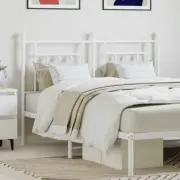 White Metal Headboard Double Bed Frame 137cm Stylish Bedroom Decor