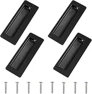 4PCS Rectangular Concealed Recessed Pulls Handles, Embedded Design Sliding Door Handle with Screws, Stainless Steel Hidden Flush Pulls for Wardrobe Drawer (Matte Black/115mm)
