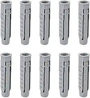 Wall Plugs， 100pcs 10x50mm Plastic Expansion Pipe Column Concrete Anchor Wall Gray