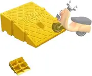 Splicable Curb Ramp, 5" Rise Height Threshold Ramp, Plastic Wheelchair Ramp, Non-Slip Lightweight Car Ramp, Kerb Ramp with Stable Grid Structure(Yellow,25 * 27 * 13cm)