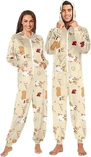 [Joisal] Corgi Love Beige Comfortable and Warm Onesie Costume Adult, Onesie Adult Cosplay