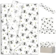 FYSUIMU 100 Sheet Bee Tissue Paper Honey Bee Daisy Wrapping Paper Spring Summer Art Tissue for Birthday Wedding DIY Crafts, 14 x 20 Inch