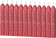 Mudder 12 Pieces Antique Sealing Wax Sticks with Wick for Retro Vintage Wax Seal Stamp (Wine Red)