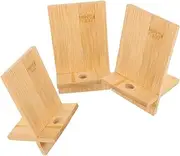 3pcs Wooden Cell Phone Holder Woven Basket Storage Basket Bag Keychain Jumper Tuck Band Storage Baskets Sweater Band Dining Table Storage Basket Universal Bracket Beige Bamboo