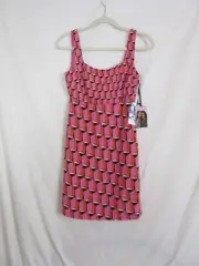 Diane Von Furstenberg 90's Shift Pink Modern Geo Mini Dress Size 00 NWT