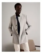[Blaq] Felix Funnel Neck Coat in Pale Grey