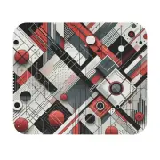 Mouse Pad (Rectangle) Red White Gray Black Abstract Design 6, Gift Birthday