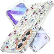 [MILPROX] Flower Case for Samsung Galaxy S24 Plus, 【Free Screen Protector】 Cute Floral Design for Girls and Women, Protective Shockproof Phone Cover for Galaxy S24 Plus 6.6-Inch (Garden)