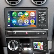 for Audi A3 8P Radio Double Din Car Stereo Dash Kit Upgrade 7 inch Touch Screen Radio A3 CarPlay Android Auto GPS Navigation Support Backup Cameras Netflix Spotify Prime Video Twitch Qualcomm 64GB