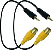 tunghey 2Pack 2.5mm to RCA Adapter Cable, 2.5mm Male Plug to RCA Female Audio Adapter AV Input Adapter Cable for GPS Navi-Gator DVR Backup Camera 30CM