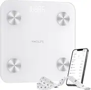 YINOLIFE Scale for Body Weight, Digital Smart Bathroom Weight Scale BMI Weighing Bluetooth Body Fat Scale, 20 Body Composition Analyzer with App, 10.2", 400 lbs, White