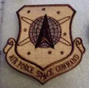 USAF PATCH, AIR FORCE SPACE COMMAND, DESERT, DCU,DBDU,WITH HOOK LOOP FASTENER