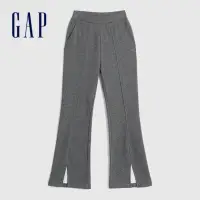 在飛比找momo購物網優惠-【GAP】女裝 Logo喇叭鬆緊棉褲 -深灰色(841152