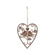 Willow & Silk Hanging 18.5cm Lovebirds In Heart Home Decor Rustic Metal Wall Art