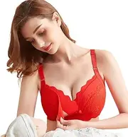 [KaeDa] Breastfeeding Bra Gather Breathable Breast Breathable Bra Feeding Pregnant Women's Underwear During Pregnancy Chinese red