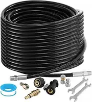 AUSWAY 30m Sewer Jetter Kit for High Pressure Washer Blaster Drain Cleaner Hose 5800PSI 1/4 Inch NPT Corner Jetting Cleaning Pipe Button Nose Rotating Nozzle