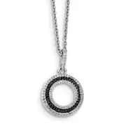 Sterling Silver Black and White Diamond Circle Pendant