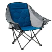 XL Padded Oversized Camping Chair, Heavy Duty Folding Camp Chairs w/Cup Holde...