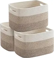 3Pack Storage Basket for Organizing, Storage Woven Baskets, toys Cotton Rope Basket, Towel Baskets for Bathroom, Gradient Yellow 38 * 25 * 23cm