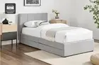 Ovela Theodore Storage Bed Frame with Drawers (Single Grey), Beds & Bed Frames,