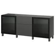 BESTÅ storage combination with drawers, dark grey Lappviken/Stubbarp/Fällsvik anthracite, 180x42x74 cm