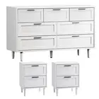 Oikiture 7 Chest of Drawers and 2 Bedside Tables Nightstand Bedroom Set White