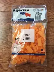 Tavy T Tile Flooring Spacers 1/4", 100 Per Bag