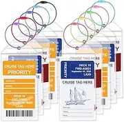[Yurasniu] 10Pack Luggage Tags for Cruise Ships - Compatible with Carnival, Costa, NCL, Princess, MSC - Steel Loops, Cruise Tags Holders