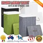 Bamboo Laundry Basket Hamper with Lid Removable Liner Dirty Clothes Storage Bin