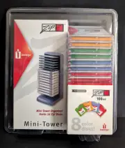 Iomega Zip 100MB Disks Set of 8 Storage Tower NIB PC Formatted Data Storage VTG