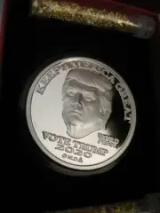1-OZ.999 SILVER COIN 2020 BU TRUMP KEEP AMERICA GREAT LET'S GO BRANDON PIN +GOLD