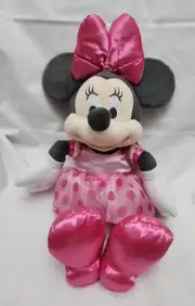 Disney Store Baby Minnie Mouse Grey Pink Polka Dress 43cm Character Plush New