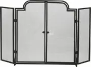 Dagan Industries S147 Black 3 Fold Wrought Iron Arched Panel Screen - 32 inch