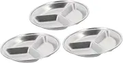 LAPYAPPE 3Pcs Stainless Steel Multi Grid Seasoning Plates Divided Relish Dishes for Condiments Easy Clean Kitchen Saucer for Appetizers and Sauces