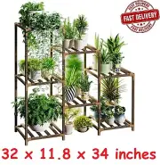 3-Tier Black Plant Stand - Indoor/Outdoor Plant Shelf for 7 Potted Plants