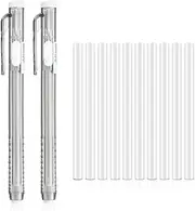 Byttlerom 12 Pack Retractable Mechanical Eraser Pens, 2 Pen Erasers with 10 Replacement Eraser Refills for School Home Office B