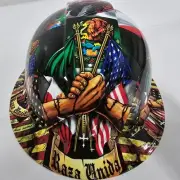 full brim VENTED hard hat custom hydro dipped IN MEXICAN ROOTS RAZA UNIDA USA
