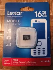 Lexar Mobile MicroSDHC 16 GB New In Packaging Micro SD HC