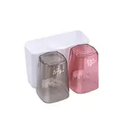 2Pcs Automatic Toothpaste Dispenser Wall Mount Dust-Proof Toothbrush Holder Suspension Bathroom Supplies Accessories Mouth Cup Suit